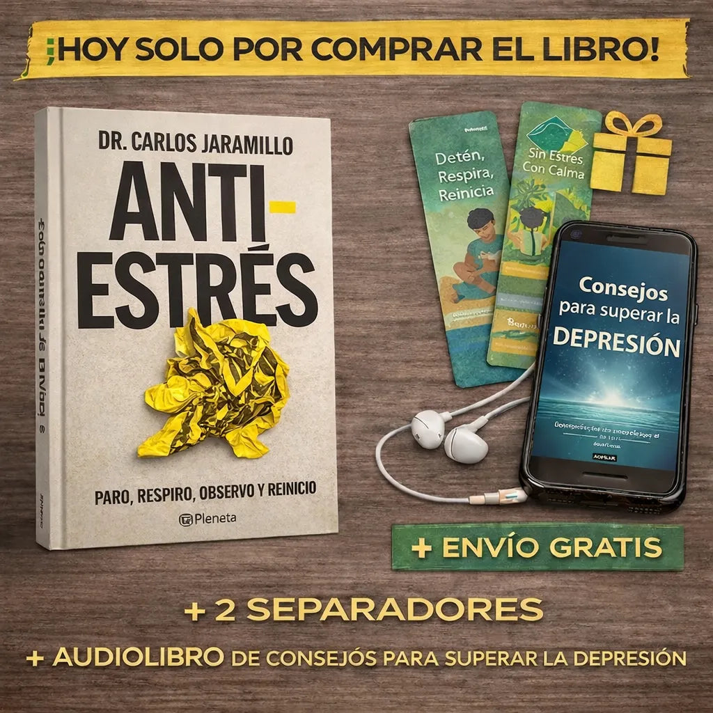 📘 Libro Anti-Estrés + Audiolibro de Regalo 🎧 + 2 Separadores 📑 + 1 Resaltador 🖍