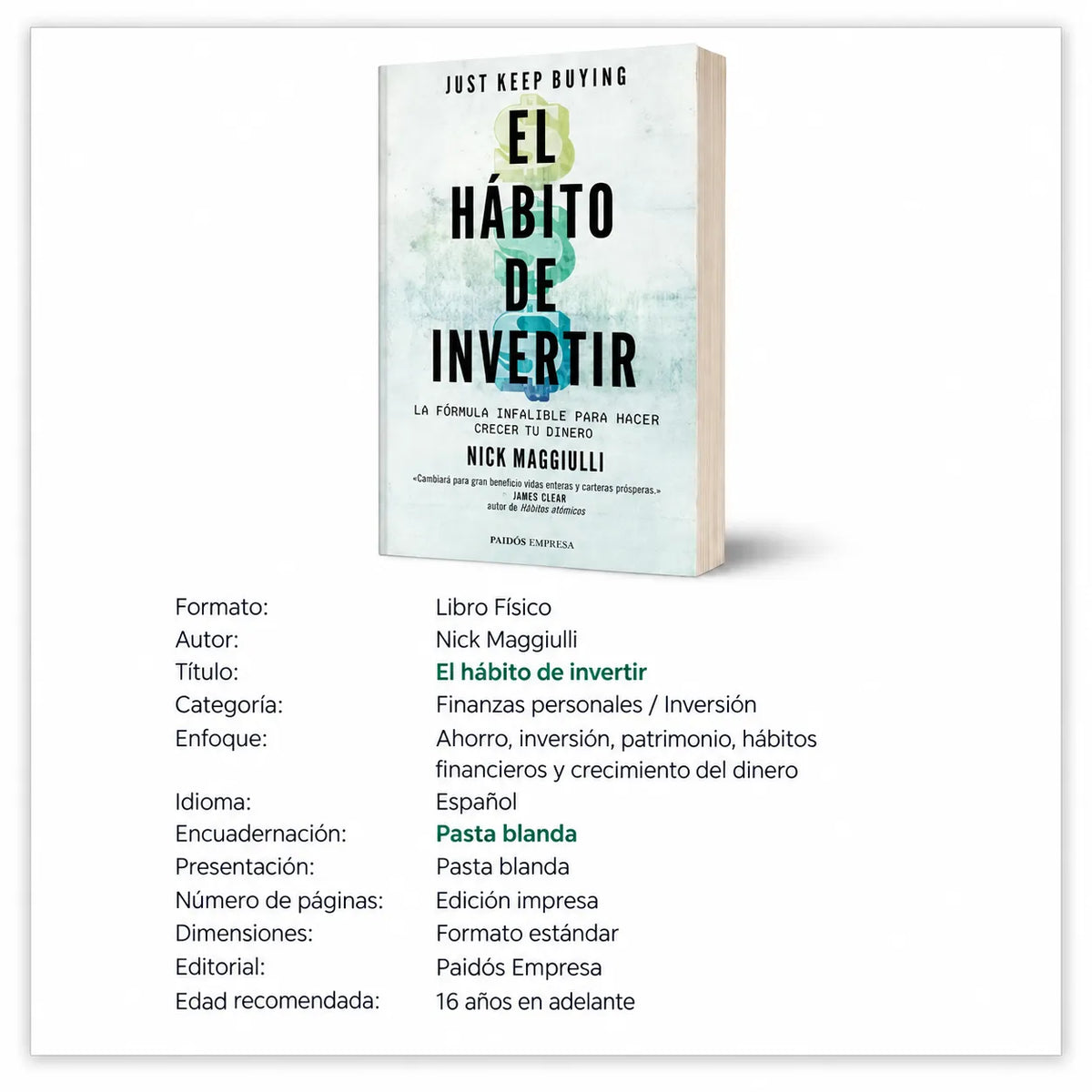 📘 El Hábito de Invertir LIBRO ORIGINAL 💰 + E-book 🎁 + 2 Separadores 🔖 + 1 Resaltador 🖍️