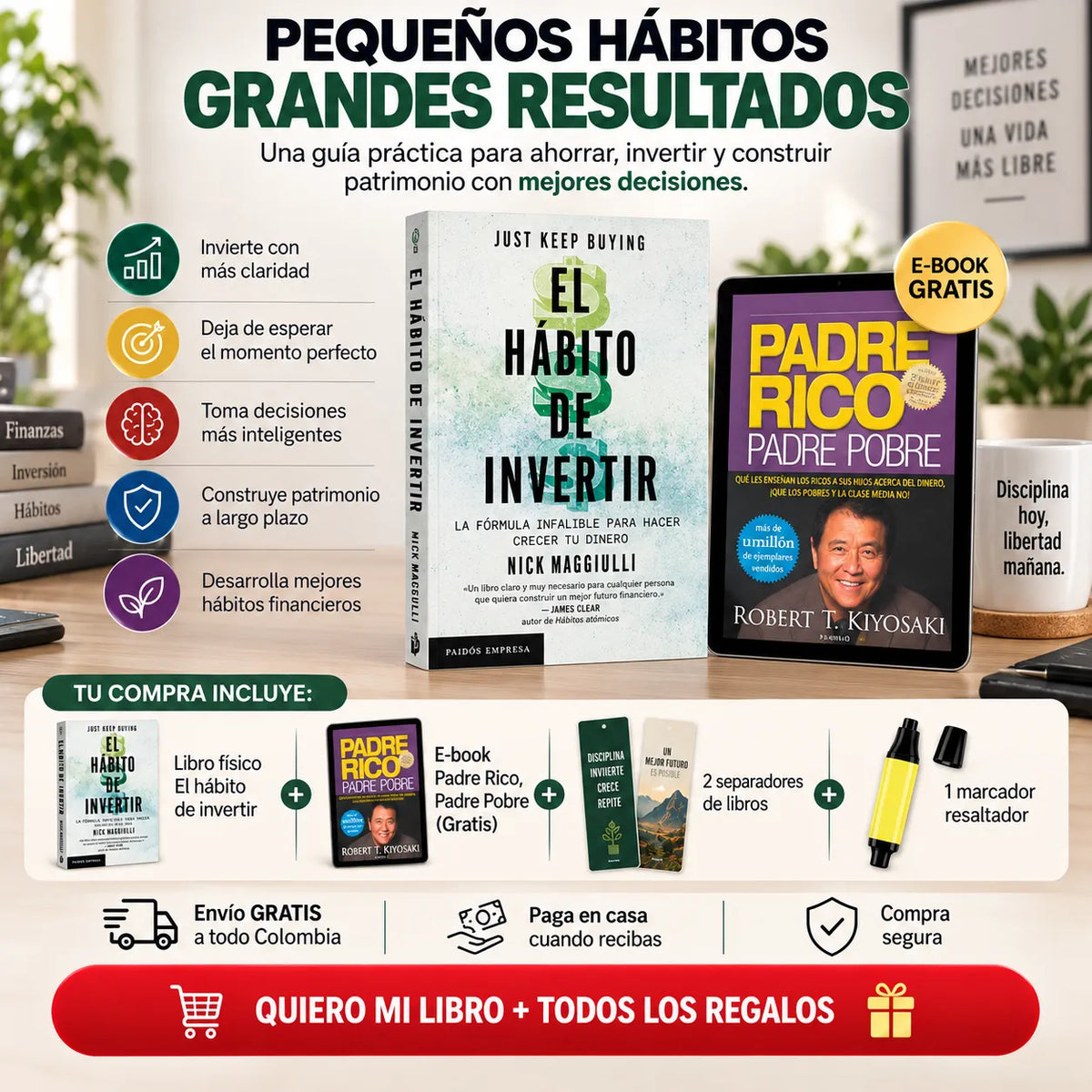 📘 El Hábito de Invertir LIBRO ORIGINAL 💰 + E-book 🎁 + 2 Separadores 🔖 + 1 Resaltador 🖍️