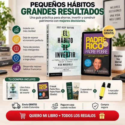 📘 El Hábito de Invertir LIBRO ORIGINAL 💰 + E-book 🎁 + 2 Separadores 🔖 + 1 Resaltador 🖍️
