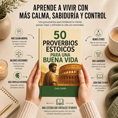 🧠 Entrena tu mente con 50 Proverbios Estoicos para una Buena Vida + 🎁 E-book GRATIS + 2 Separadores + 1 Resaltador