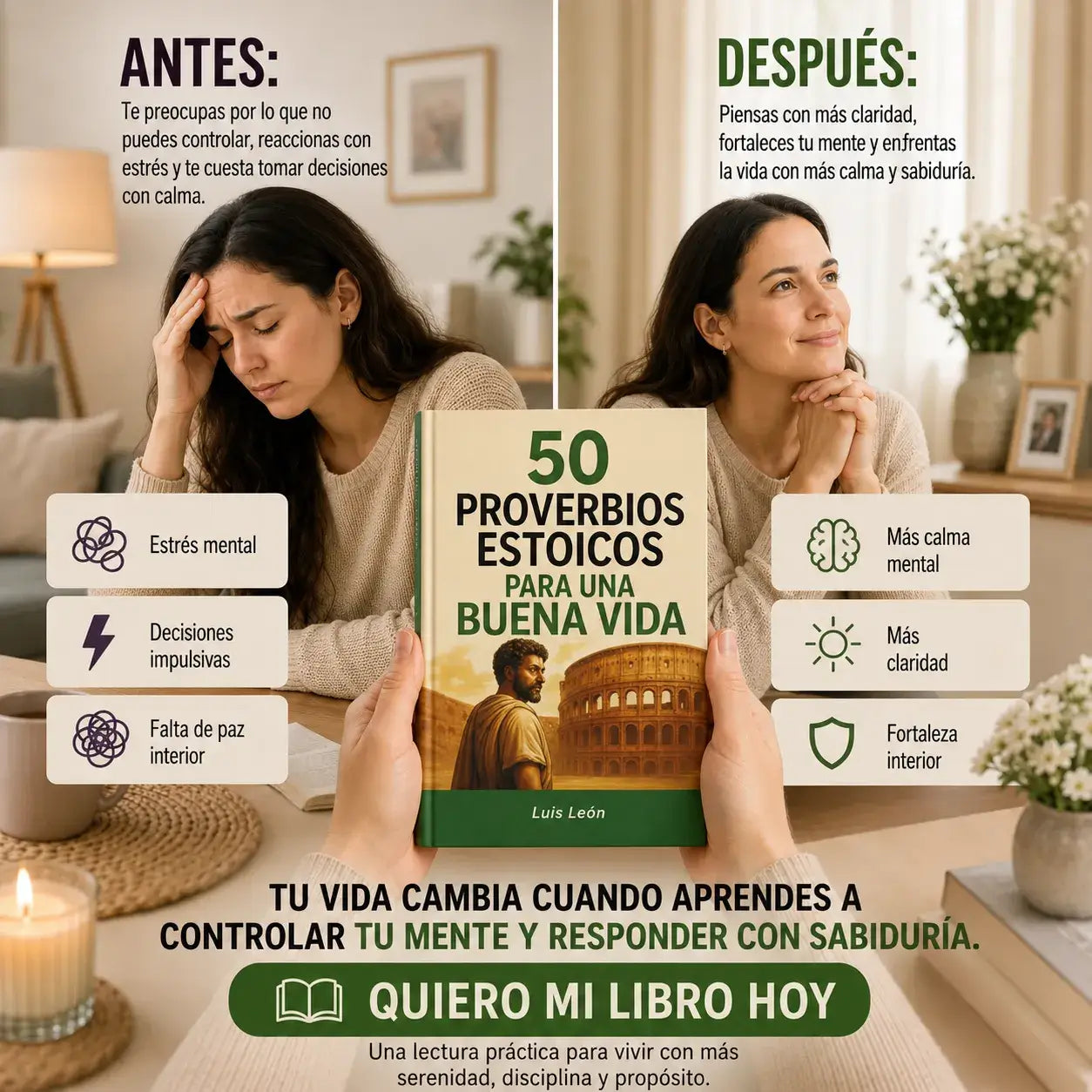 🧠 Entrena tu mente con 50 Proverbios Estoicos para una Buena Vida + 🎁 E-book GRATIS + 2 Separadores + 1 Resaltador