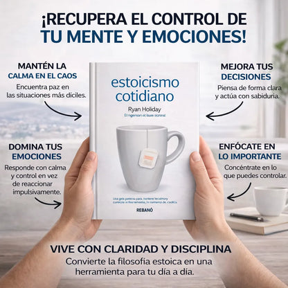 📘 Estoicismo Cotidiano + 🎧 E-Book GRATIS + 🎁 2 Separadores + 🖍️ Resaltador | Controla tu mente HOY 🧠