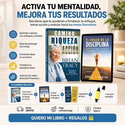 📘💰 Camino hacia la Riqueza en Acción + E-book El Poder de la Disciplina 🎁 | 2 Separadores + 1 Resaltador GRATIS 🚚✨