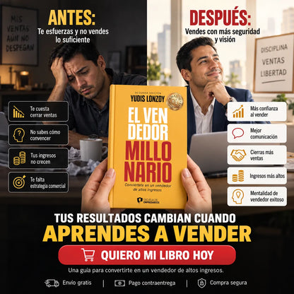🚀 El Vendedor Millonario — Lleva tus Ventas al Siguiente Nivel 📈 + E-book GRATIS 🎁 + 2 Separadores + 1 Resaltador
