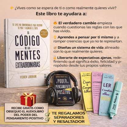 📘 El Código de las Mentes Extraordinarias (Libérate de creencias que te frenan y avanza con claridad) + GRATIS: 🎧 Audiolibro "El poder del pensamiento positivo" 🧠🎧📔