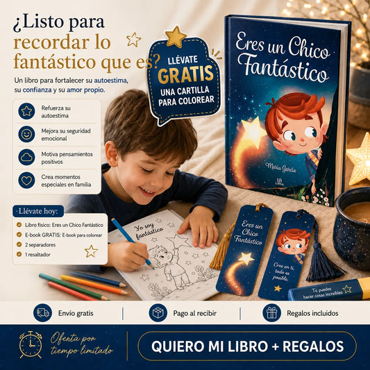 🌟 Kit Eres un Chico Fantástico: Libro físico + cartilla para Colorear GRATIS + 2 Separadores y 1 Resaltador 🎁📚