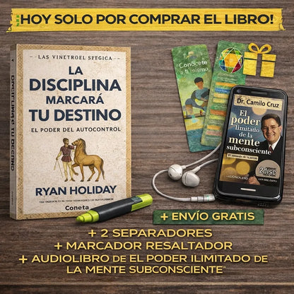 📘 La Disciplina Marcará Tu Destino + 🎧 Audiolibro Hábitos Atómicos GRATIS 🎁 Llévate también 2 separadores de libro + 1 marcador resaltador