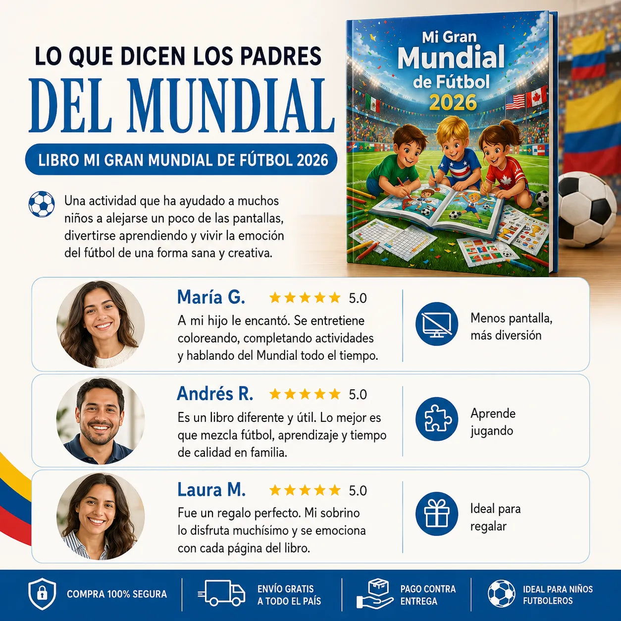 🏆 Mi Gran Mundial de Fútbol 2026 | Envío GRATIS a todo el país 🚚 Para niños que aman el fútbol, colorear, jugar y vivir la emoción del Mundial.