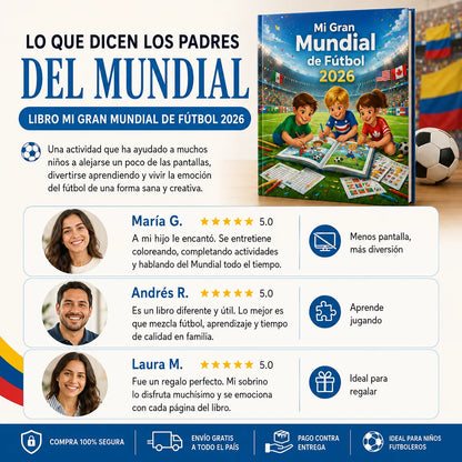 🏆 Mi Gran Mundial de Fútbol 2026 | Envío GRATIS a todo el país 🚚 Para niños que aman el fútbol, colorear, jugar y vivir la emoción del Mundial.