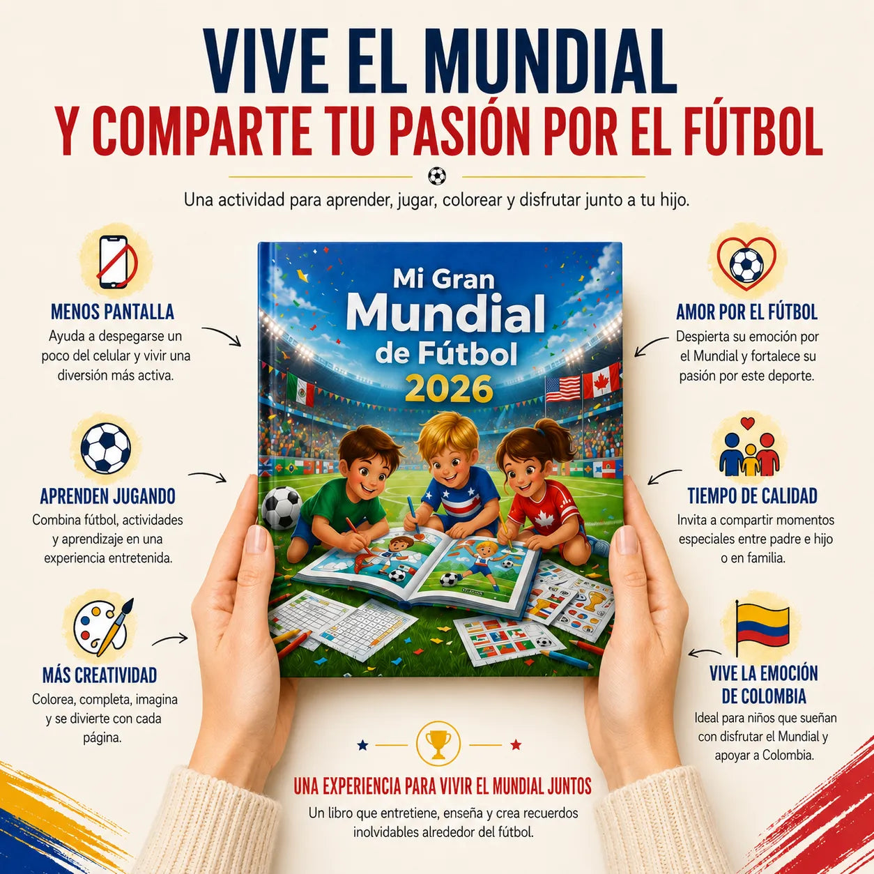 🏆 Mi Gran Mundial de Fútbol 2026 | Envío GRATIS a todo el país 🚚 Para niños que aman el fútbol, colorear, jugar y vivir la emoción del Mundial.
