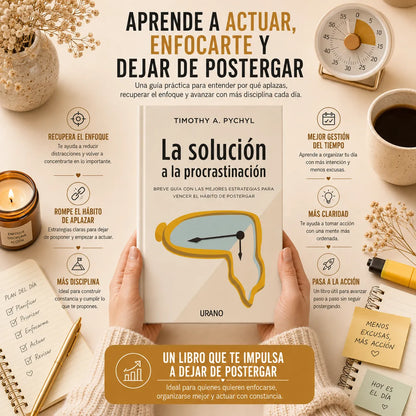 La Solución a la Procrastinación 📘⏰ + E-book GRATIS + 2 Separadores + 1 Resaltador ✨