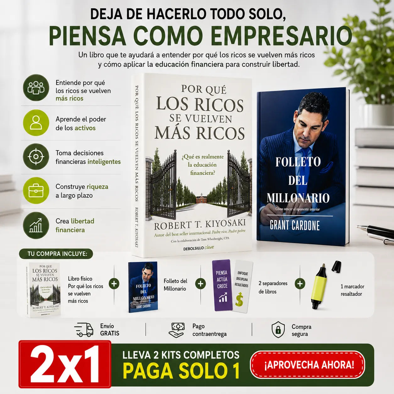 💸 OFERTA 2X1 📚 | Por Qué los Ricos se Vuelven Más Ricos + El Folleto del Millonario GRATIS 🎁 + 2 Separadores 🔖 + 1 Resaltador