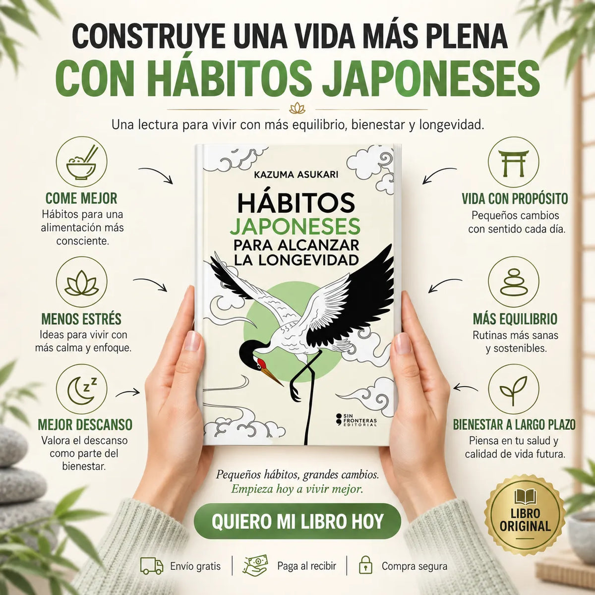 🎁 PACK HÁBITOS JAPONESES | LIBRO ORIGINAL ✅ + E-book Hábitos Atómicos 📱 + 2 Separadores 🔖 + 1 Resaltador 🖍️