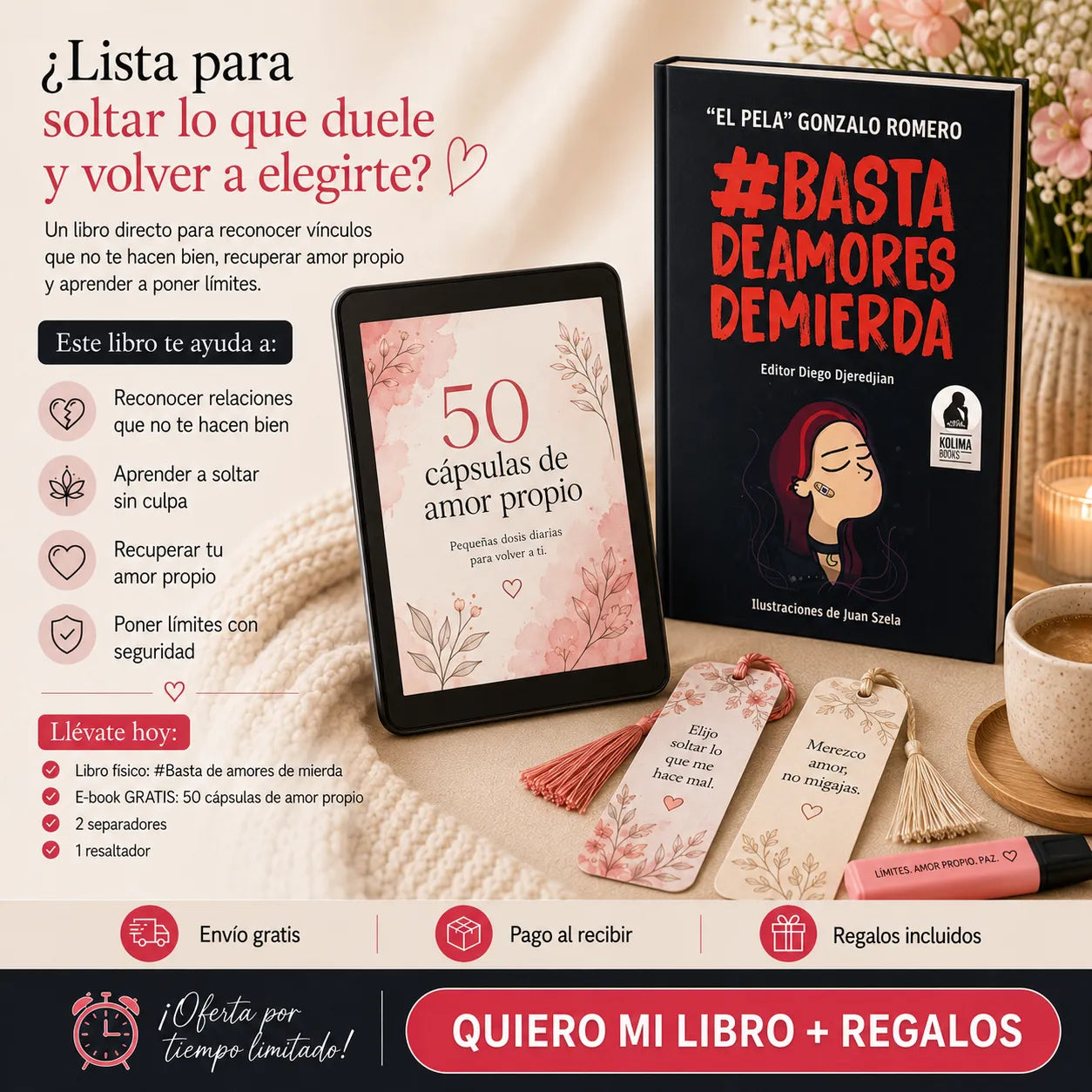 #Basta de Amores de Mierda: Elige tu paz hoy 💔 + 2 separadores + 1 marcador +  E-books 🎁
