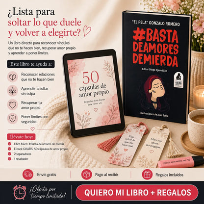 #Basta de Amores de Mierda: Elige tu paz hoy 💔 + 2 separadores + 1 marcador +  E-books 🎁