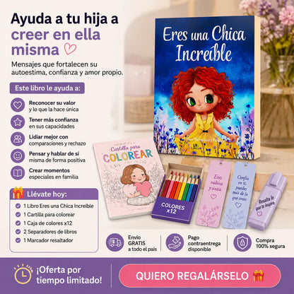 🌷 Eres una Chica Increíble 💕 | Libro + Cartilla + Colores + Separadores + Resaltador 🎁