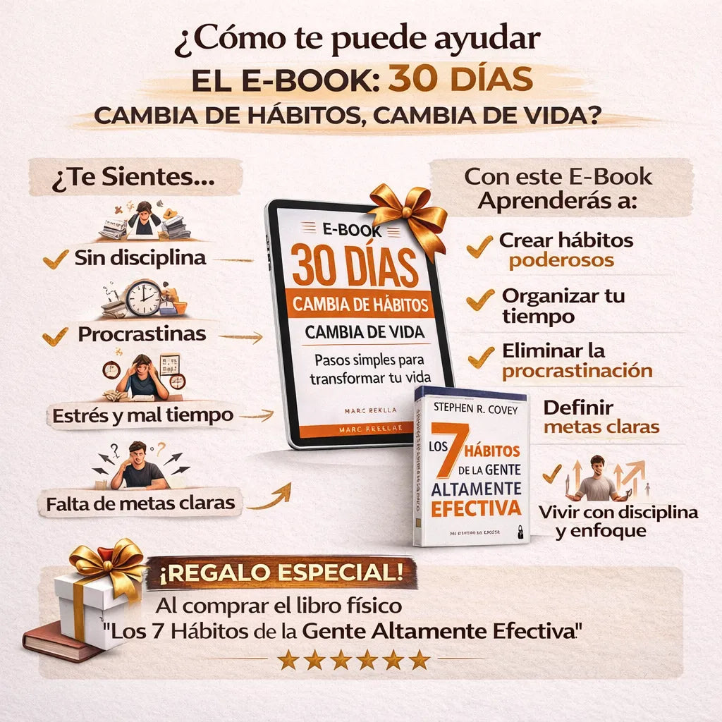 Los 7 Hábitos de la Gente Altamente Efectiva 📘 Libro físico + 🎁 E-book GRATIS + 2 separadores + marcador resaltador