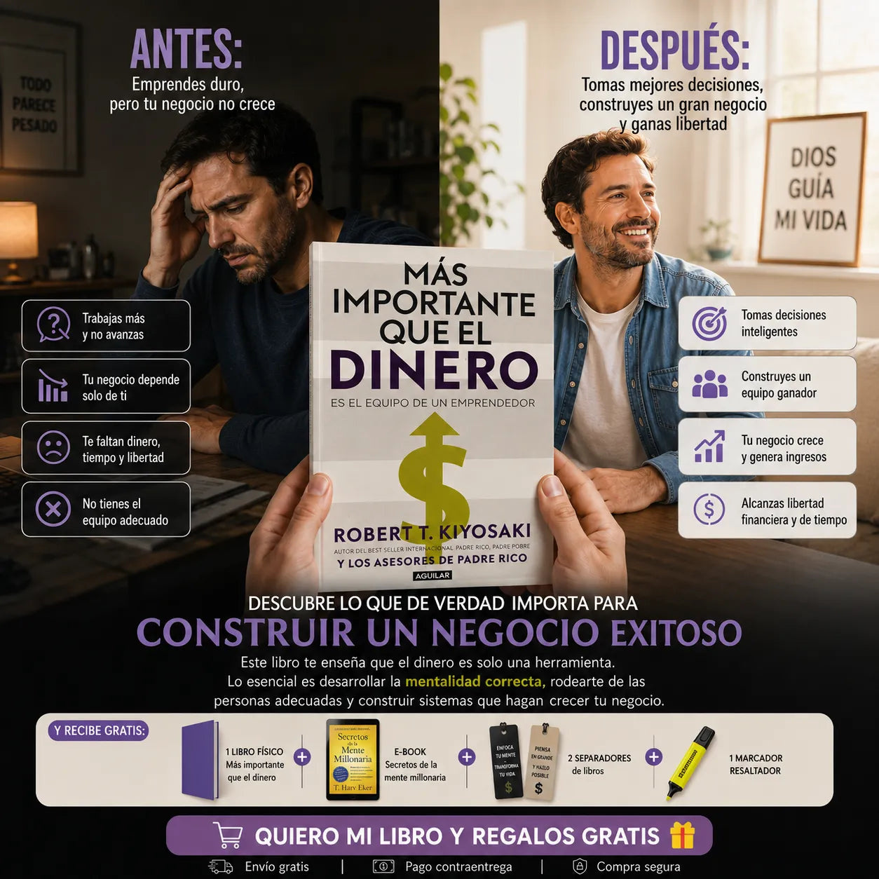📖 Más Importante que el Dinero 💰 + E-book GRATIS 🎁 + 2 Separadores 🔖 + 1 Resaltador 🖍️