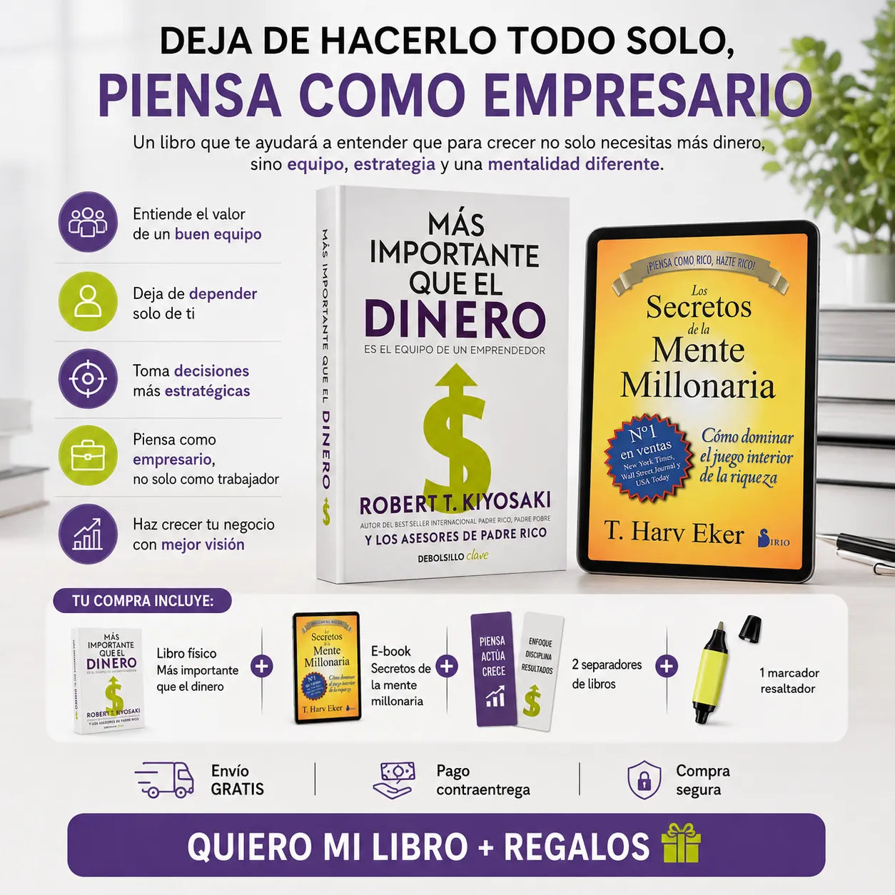 📖 Más Importante que el Dinero 💰 + E-book GRATIS 🎁 + 2 Separadores 🔖 + 1 Resaltador 🖍️