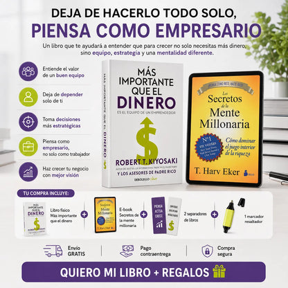 📖 Más Importante que el Dinero 💰 + E-book GRATIS 🎁 + 2 Separadores 🔖 + 1 Resaltador 🖍️