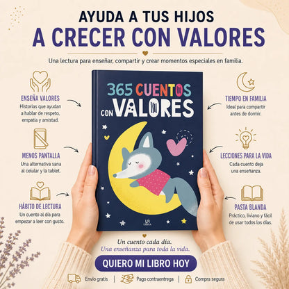 📚✨ 365 CUENTOS CON VALORES + KIT CREATIVO GRATIS 🎁 | Cartilla para Colorear + 12 Colores + 2 Separadores + 1 Resaltador
