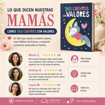 📚✨ 365 CUENTOS CON VALORES + KIT CREATIVO GRATIS 🎁 | Cartilla para Colorear + 12 Colores + 2 Separadores + 1 Resaltador