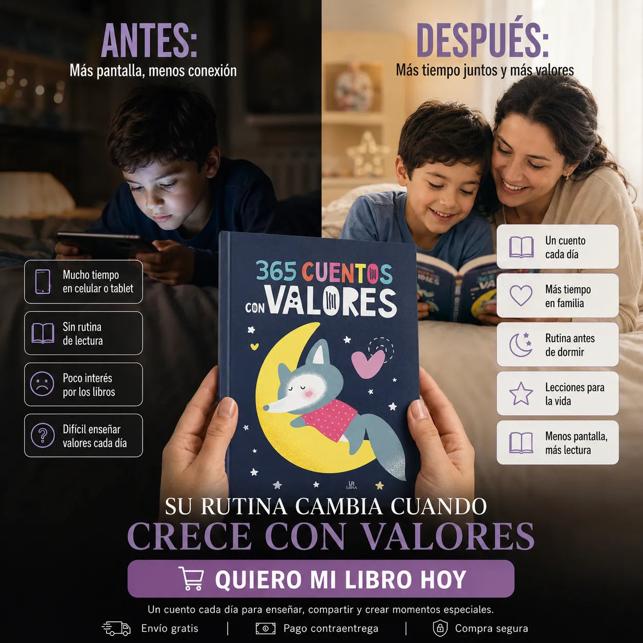 📚✨ 365 CUENTOS CON VALORES + KIT CREATIVO GRATIS 🎁 | Cartilla para Colorear + 12 Colores + 2 Separadores + 1 Resaltador