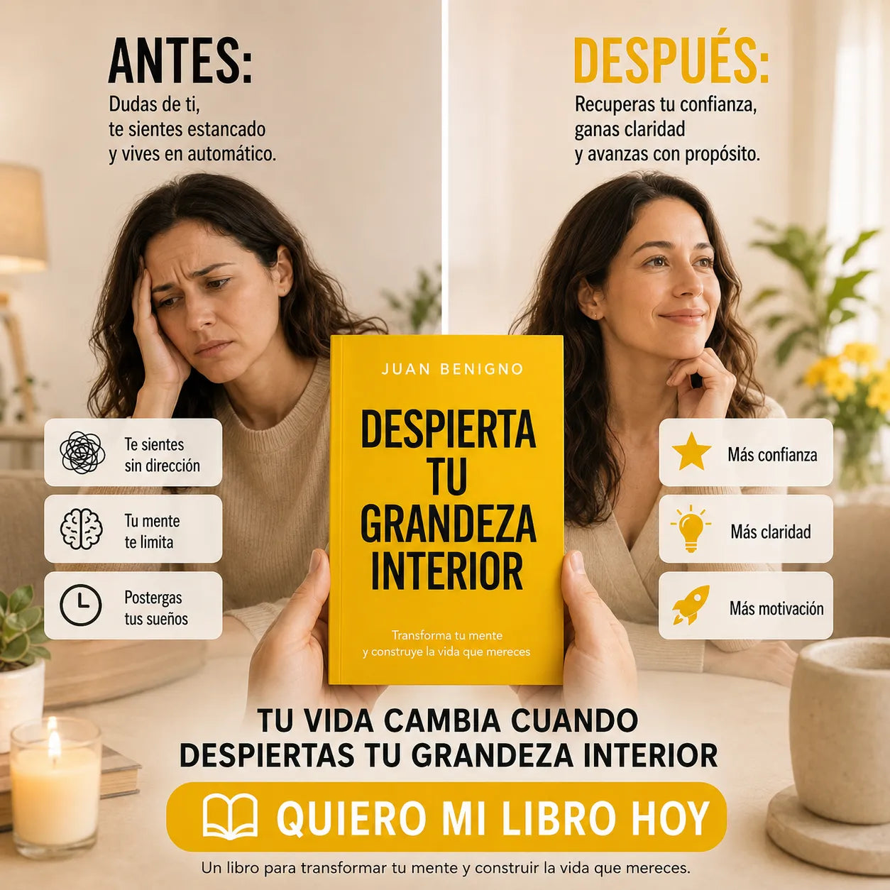 🌟 Activa Tu Mejor Versión Hoy Despierta Tu Grandeza Interior + E-book gratis + 2 separadores + 1 resaltador ✨
