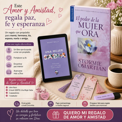 🎀 El detalle perfecto para una mujer especial 💕 El Poder de una Mujer que Ora + E-BOOK GRATIS + 2 Separadores + 1 Resaltador 📖
