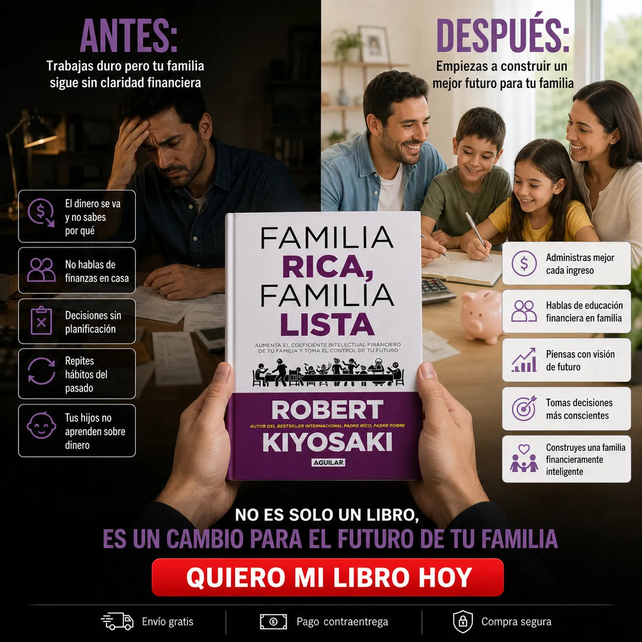 👨‍👩‍👧‍👦 CAMBIA EL FUTURO FINANCIERO DE TU FAMILIA. FAMILIA RICA, FAMILIA LISTA 🎁 E-book GRATIS + 2 Separadores + 1 Resaltador 📚✨