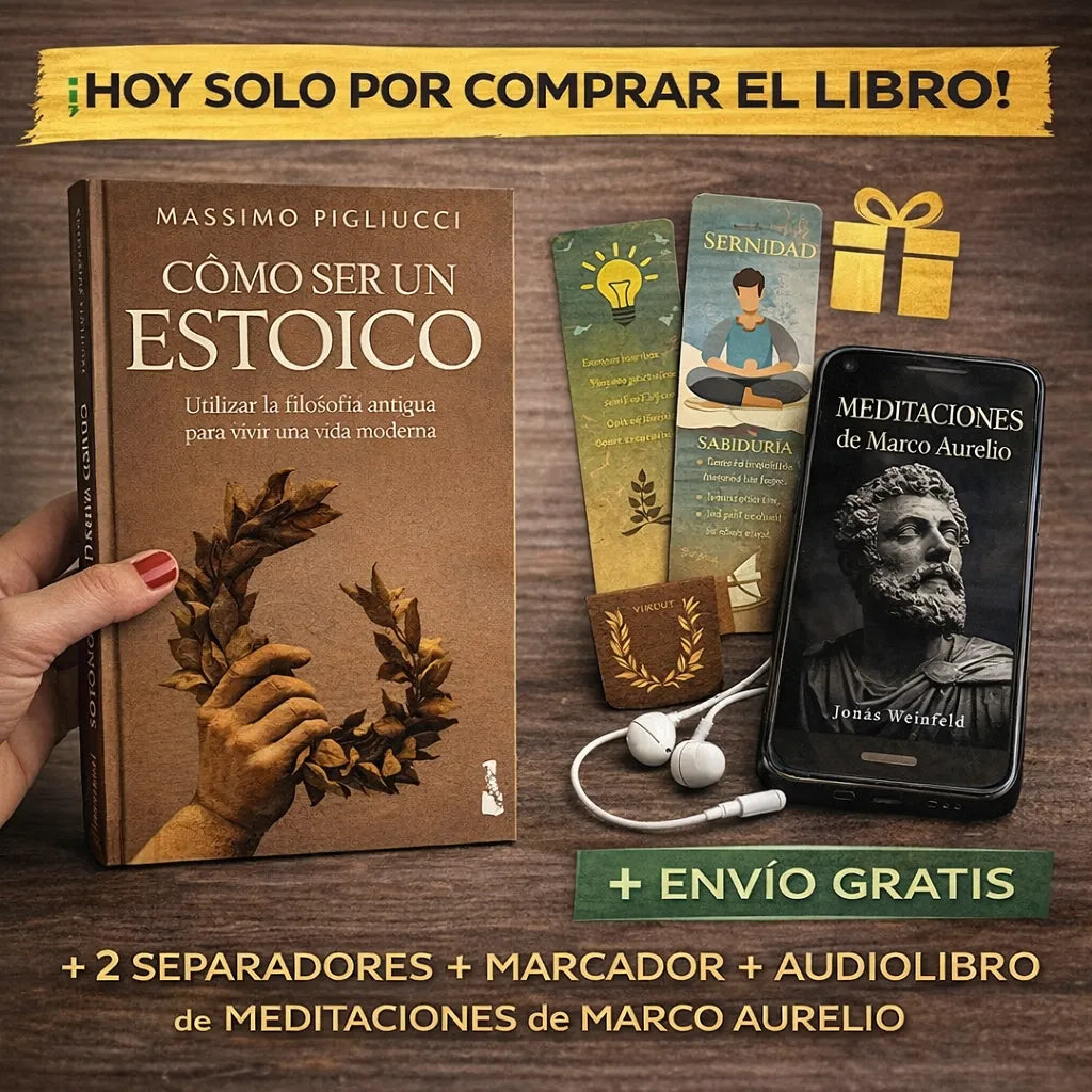 Cómo Ser un Estoico + 🎧 Audiolibro Meditaciones + 📑 2 Separadores + 🖊 Marcador