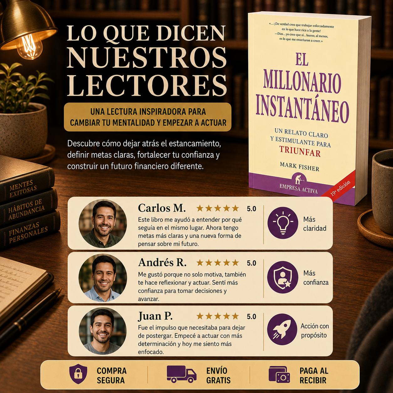 💰📚 ¡ACTIVA TU MENTALIDAD MILLONARIA! El Millonario Instantáneo + Folleto del Millonario GRATIS + 2 Separadores + 1 Resaltador 🎁