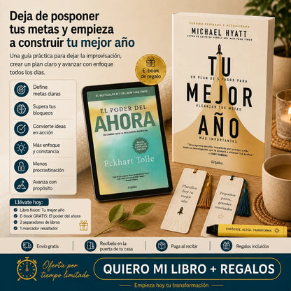 📘✨ TU MEJOR AÑO: Convierte tus metas en resultados + E-book GRATIS + 2 separadores + 1 resaltador 🎁🚚