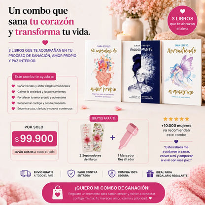 💗 Combo Amor Propio: 3 Libros para Sanar y Volver a Ti  🚚 Envío gratis + 🎁 2 separadores de regalo + 🖍️ 1 marcador resaltador