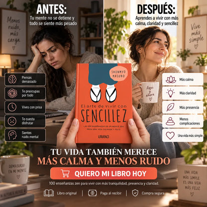 📕🌿 EL ARTE DE VIVIR CON SENCILLEZ — LIBRO ORIGINAL + E-BOOK GRATIS 🎁 + 2 SEPARADORES 🔖 + 1 RESALTADOR 🖍️
