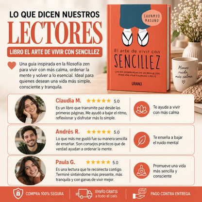 📕🌿 EL ARTE DE VIVIR CON SENCILLEZ — LIBRO ORIGINAL + E-BOOK GRATIS 🎁 + 2 SEPARADORES 🔖 + 1 RESALTADOR 🖍️