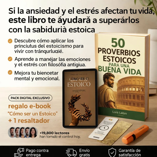 De la ansiedad al control mental 😌🔥 50 Proverbios Estoicos + 🎁 E-book GRATIS + 🔖 2 Separadores + 🖊️ Resaltador