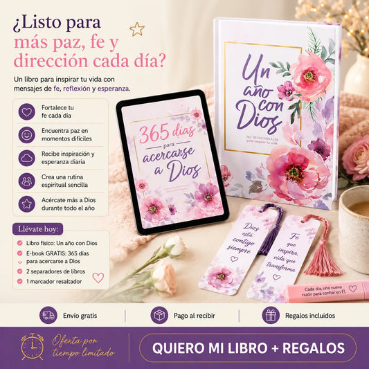 🙏 Regálate 365 Días de Fe, Paz y Esperanza con Dios 📖✨ Incluye libro físico + E-book GRATIS + 2 separadores + 1 resaltador 🎁