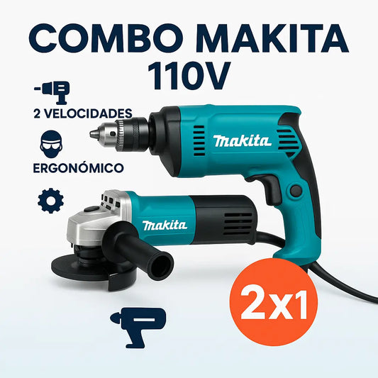 Makita Combo Doble Impacto  Taladro percutor + Pulidora 110V
