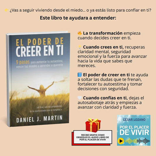📘 El poder de creer en ti (FÍSICO) 🎧 Incluye GRATIS: el audiolibro "Por el placer de vivir" + 2 separadores y resaltador color pastel 🧠📚🙌