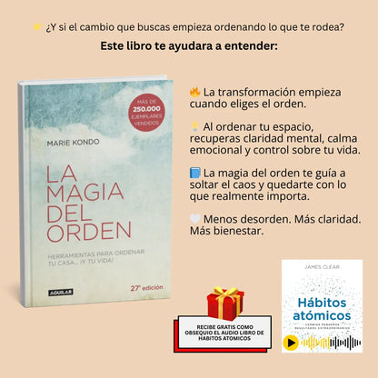 🔥📚 Pack Transformación: La magia del orden libro fisico + Audiolibro Hábitos Atómicos GRATIS