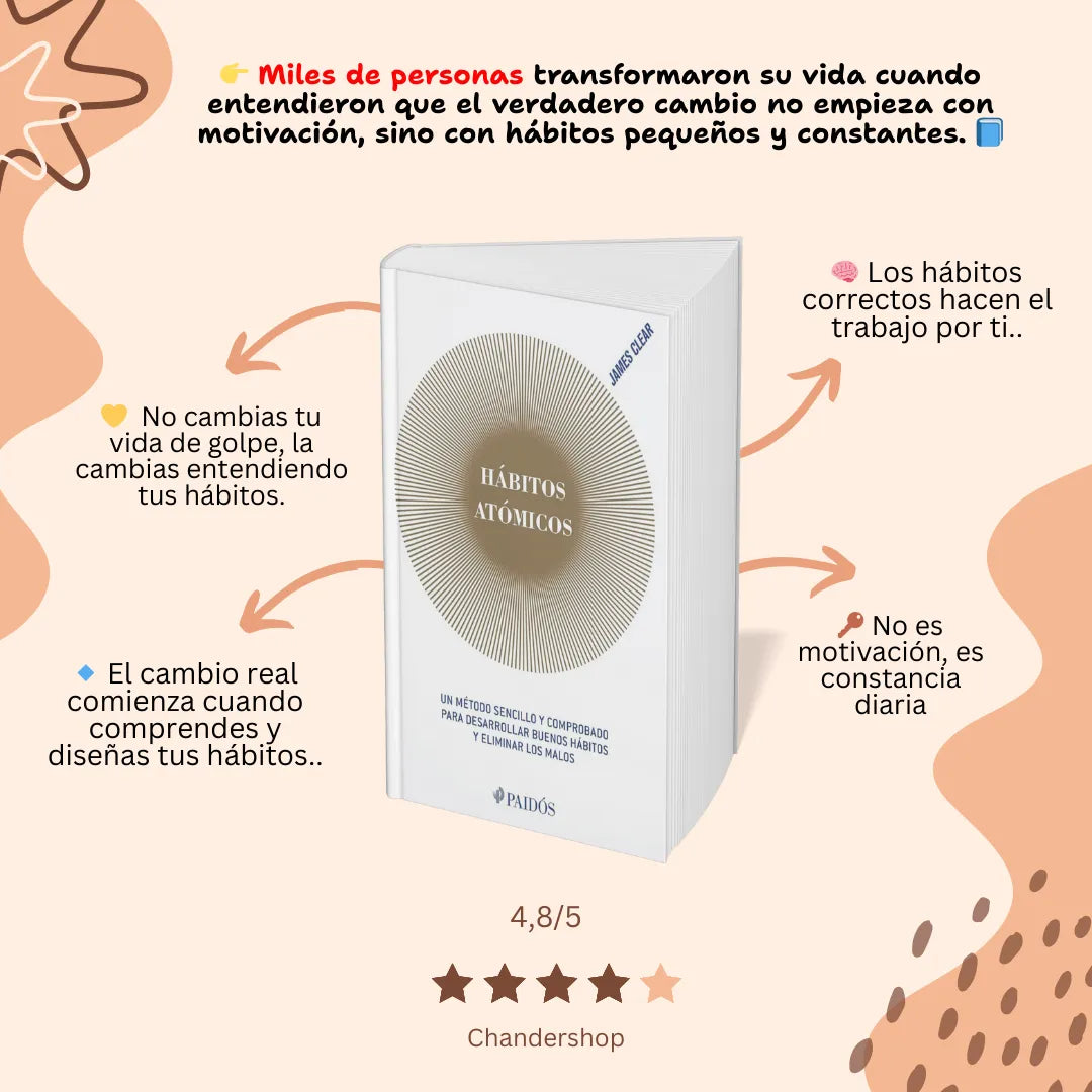 🧠 Construye disciplina real hoy con Hábitos Atómicos 🎁 Incluye GRATIS los audiolibros de Hábitos Atómicos y Secretos de una Mente Millonaria