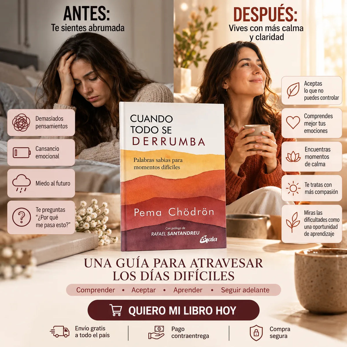 📖 Cuando Todo se Derrumba Libro Fisico 🌿✨ + E-book GRATIS 📱 + 2 Separadores 🔖 + 1 Resaltador 🖍️