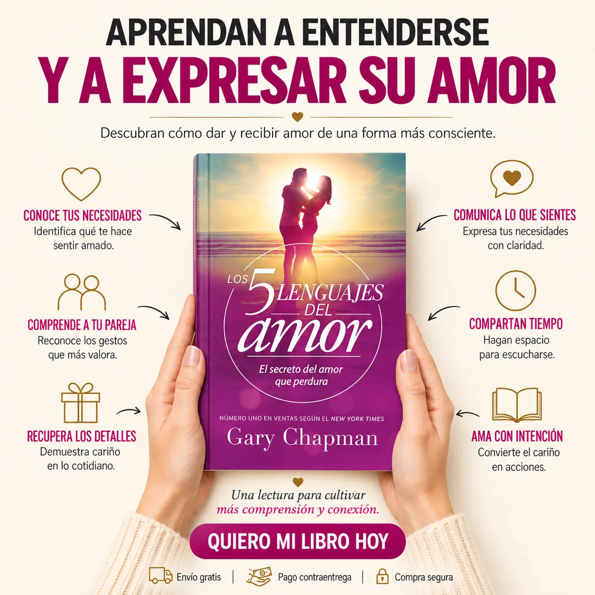 ❤️ Los 5 Lenguajes del Amor: Aprende a conectar con tu pareja + 🎁 E-book GRATIS  + 🔖 2 separadores + 🖍️ 1 resaltador