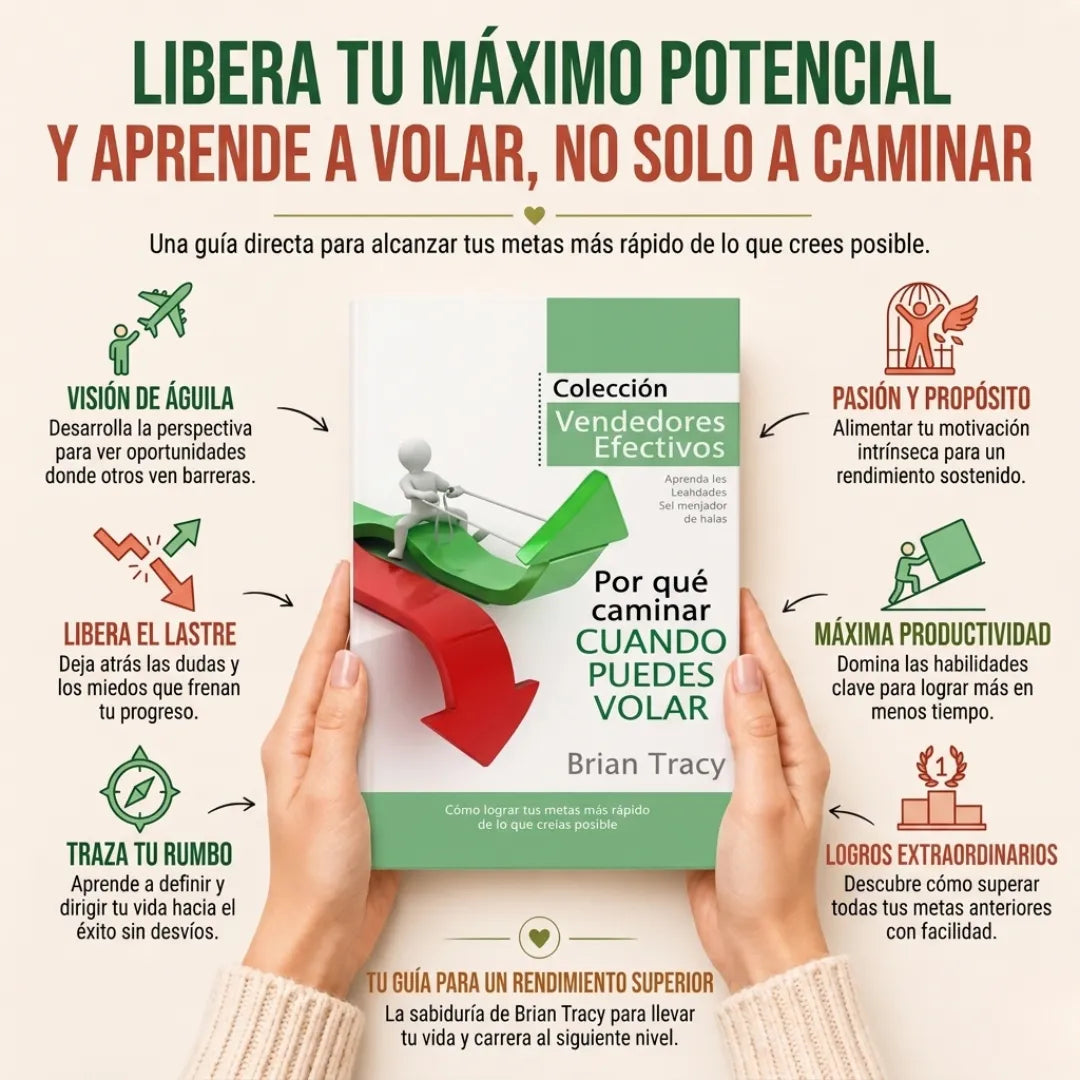 🚀 Por qué caminar cuando puedes volar Llévate el libro físico + E-book de Psicología de Ventas GRATIS 🎁 📚 Incluye 2 separadores + 1 resaltador