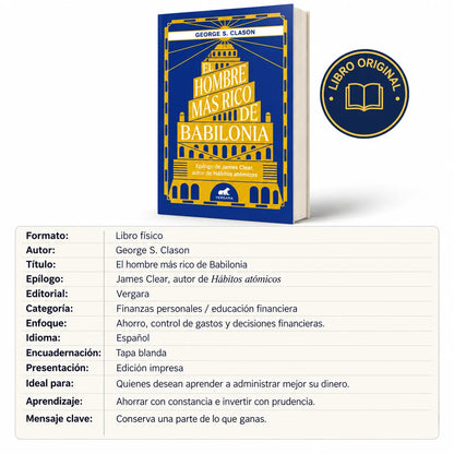 📘💰 El Hombre Más Rico de Babilonia ORIGINAL + 🎁 E-book La Psicología del Dinero + 2 separadores + resaltador + agenda de Post-it + lapicero 🚚