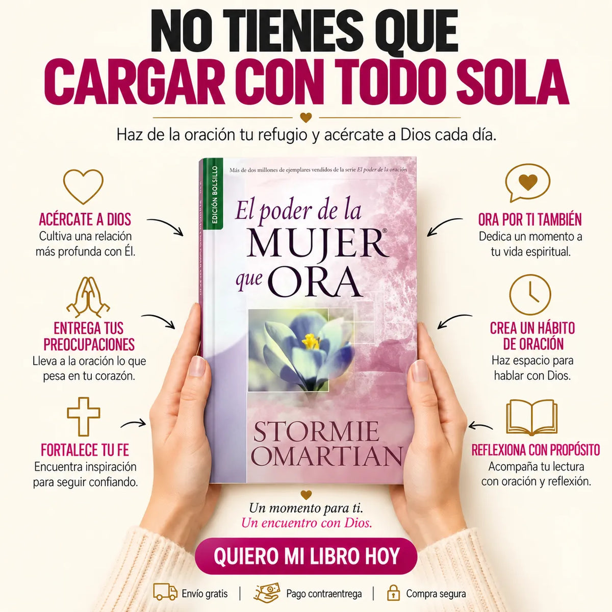 📖 El Poder de la Mujer que Ora + 🎁 GRATIS: E-book + 2 Separadores + 1 Resaltador + Agenda de Notas Adhesivas ✨