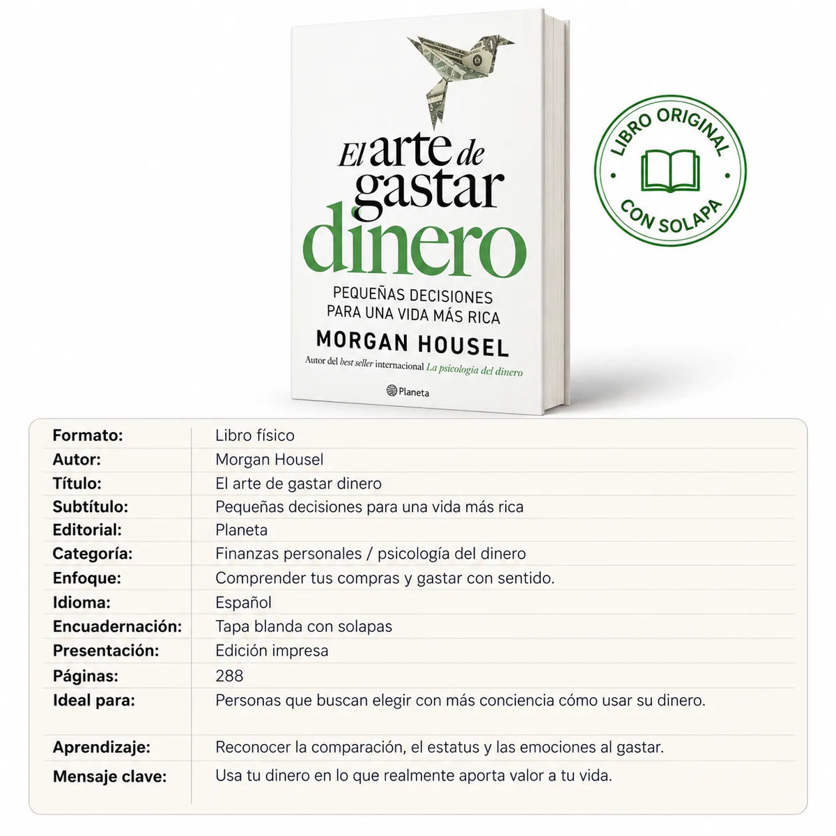 📚 El arte de gastar dinero ✨ Libro original + 🎁 GRATIS E-book, 2 separadores y 1 resaltador + libreta de notas adhesivas (Post-it),