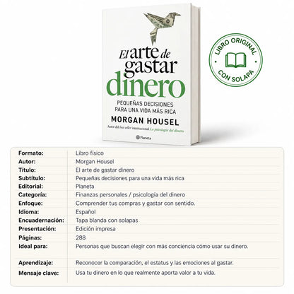 📚 El arte de gastar dinero ✨ Libro original + 🎁 GRATIS E-book, 2 separadores y 1 resaltador + libreta de notas adhesivas (Post-it),